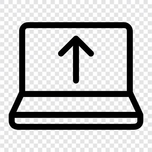 laptop, computer, internet, uploading icon svg