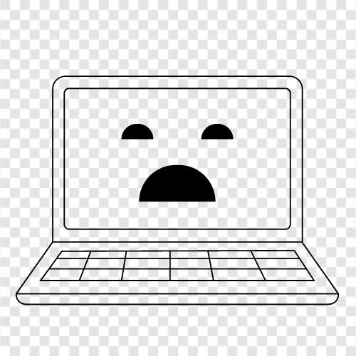 Laptop With Sad Face, Laptops With Sad Faces, Laptop, Sad Laptop icon svg