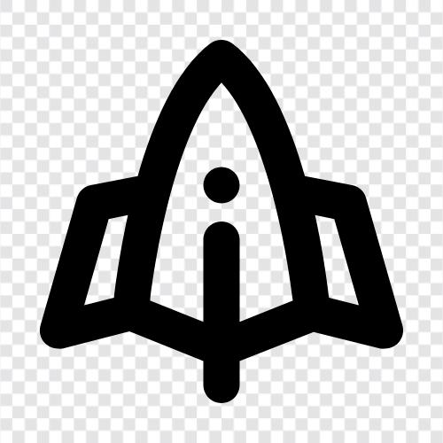 Start, Raum, Raumsonde, Raketenmotor symbol