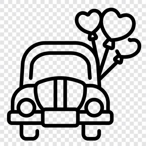 Limousine, Chauffeur, Transport, Hochzeitsautos symbol