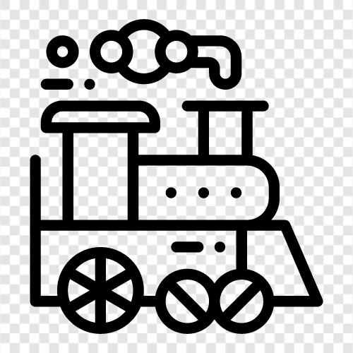 Lokomotive, Eisenbahn, Bahnhof, Zugfahrt symbol