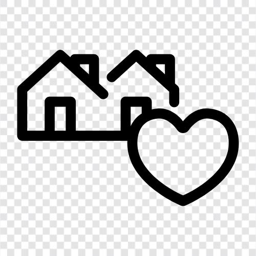 Liebe zu Hause, Liebe Eigentum, Liebe Wohnen, Liebe Wohnen Ort symbol