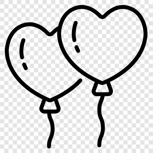 Aşk, balonlar, kalp, sevgililer günü ikon svg
