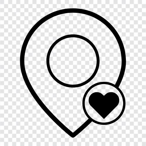 Карта любви, картирование любви, символы любви, отпечаток карты любви Значок svg