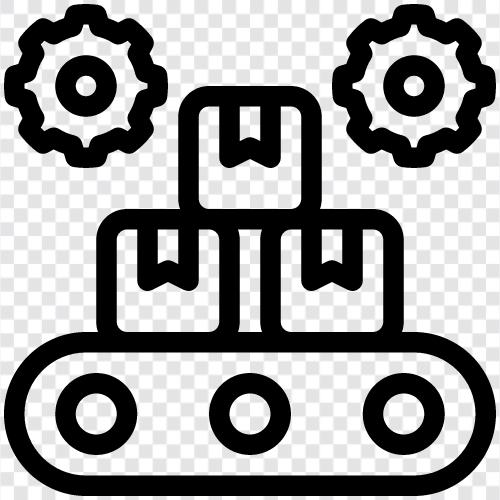 manufacturing, production line, assembly line, production process icon svg