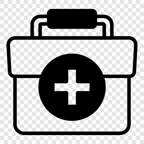 Медицинская сумка, врачебная сумка, медицинские принадлежности, врачебные принадлежности Значок svg