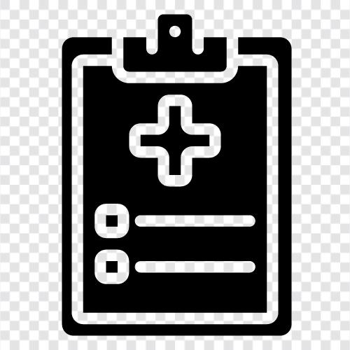 medizinische Checkliste, Gesundheitscheckliste, Gesundheitschecklisten, medizinische Checkliste für zu Hause symbol