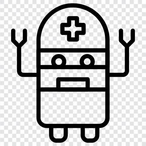 medizinischer Roboter, medizinische Robotertechnologie, medizinische Roboteranwendungen, medizinische Roboterimplantate symbol