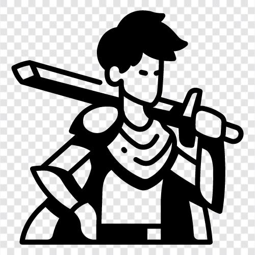 medieval swordsman, samurai swordsman, fencing, swordsmanship icon svg
