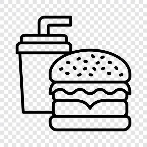 Menu, Hamburgers, Fries, Drinks icon svg