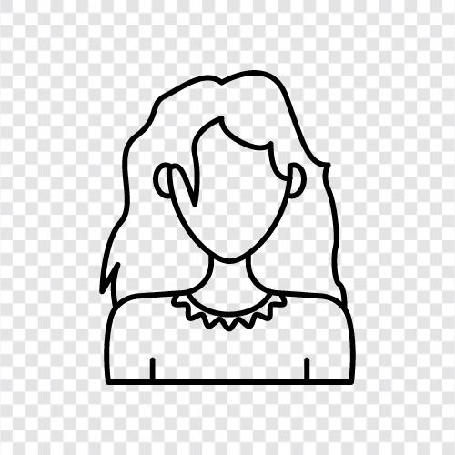 messy hair woman, curly hair woman, frizzy hair woman, unmanage icon svg