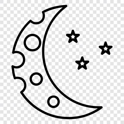 Mond, halb, neu, aufsteigend symbol