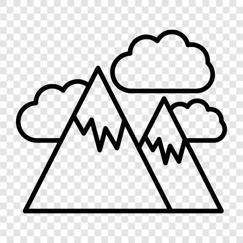 Gebirgskette, Hochland, Wolken, Nebel symbol