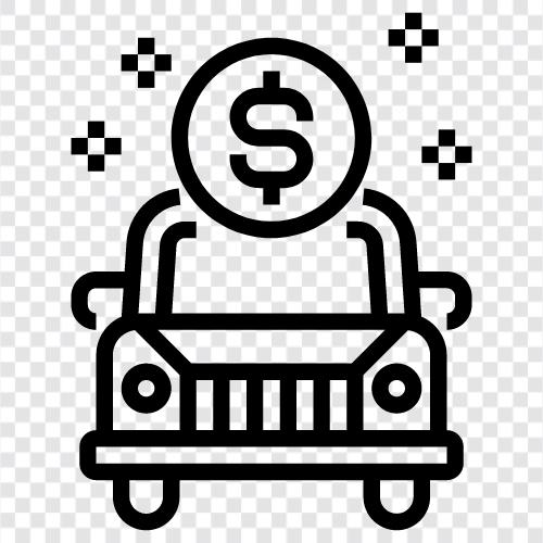 new car, used car, car prices, car insurance icon svg