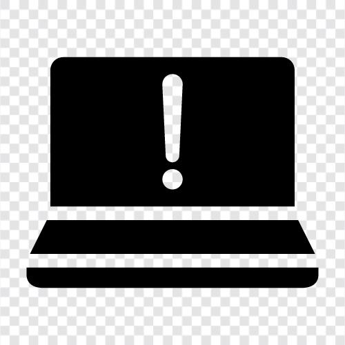 notebook error, notebook warning message, notebook message, laptop warning icon svg