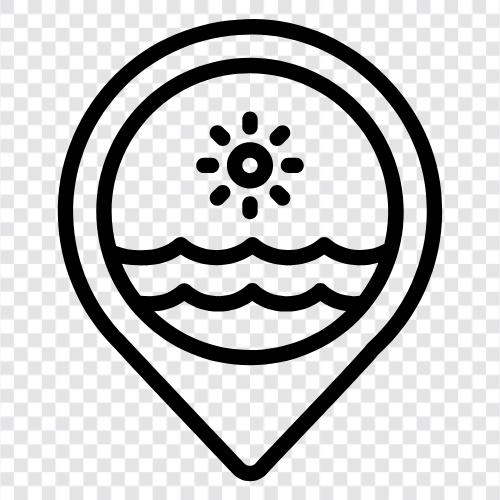 ocean location, coastline location, beach location, sea location icon svg