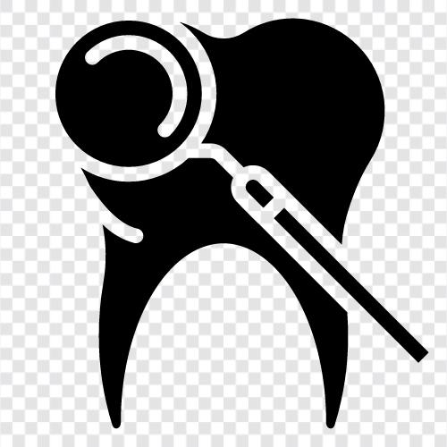 Mundspiegel, Zahnbürste, Zahnpasta, Zahnseide symbol
