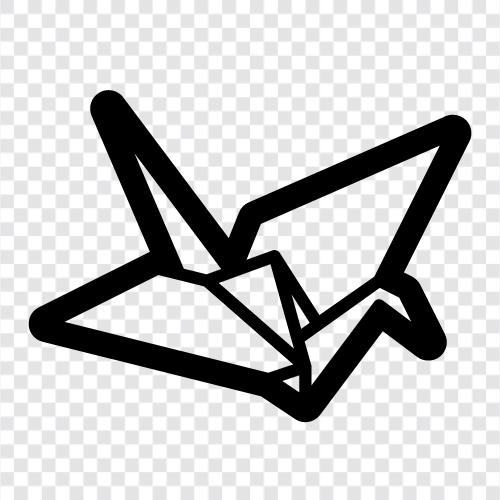 origami crane, paper toy crane, folding crane, paper airplane crane icon svg