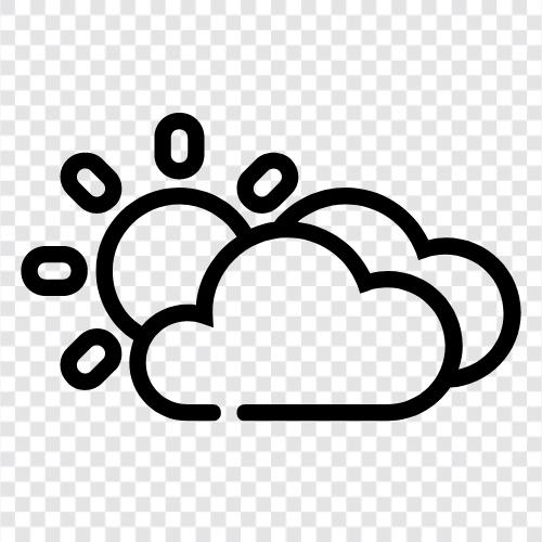 bewölkt, leichter Regen, starker Regen, Gewitter symbol