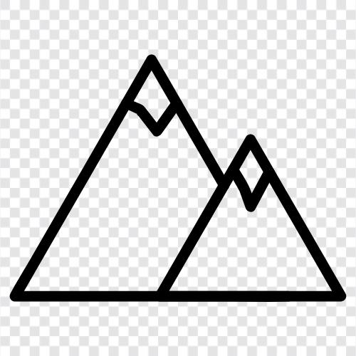 Gipfel, Berge, schön, atemberaubend symbol