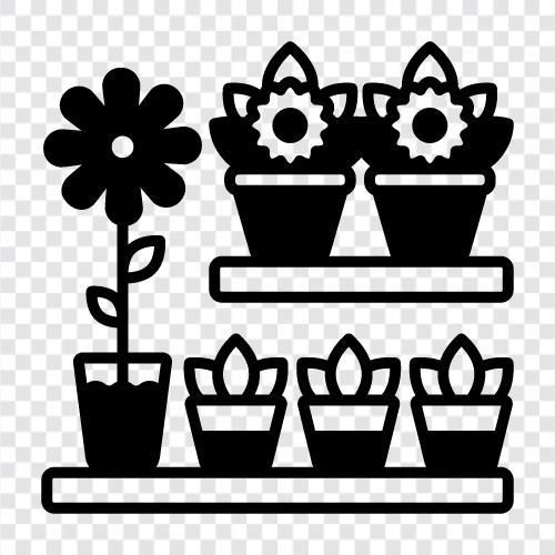 Planters, Flower Baskets, Flower Arrangements, Flowers icon svg