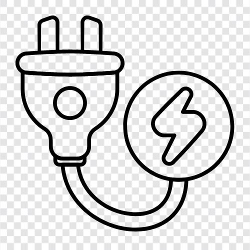 power cable plug, electricity cable plug, electrician, energy cable plug icon svg