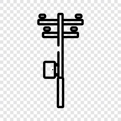 Strommast, Transformator, Umspannwerk, Draht symbol