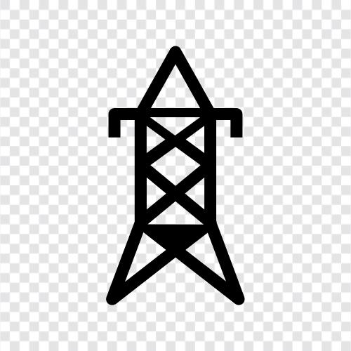 power pylon, power tower, power line, power line tower icon svg