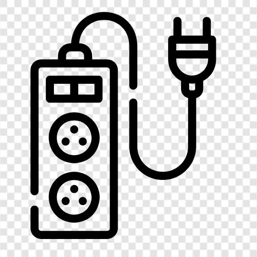 power strip, surge protector, outlet, USB icon svg