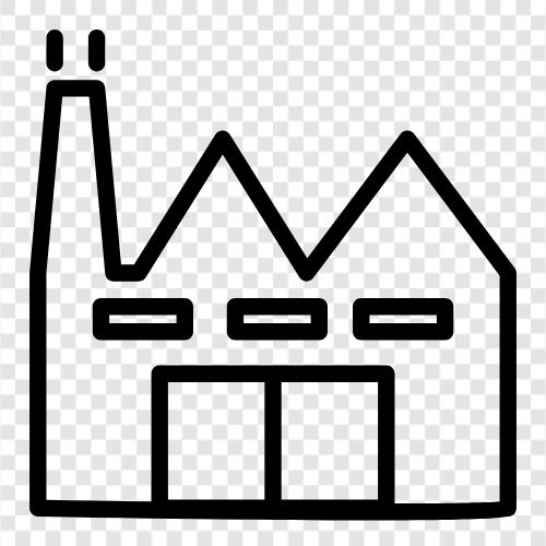 production plant, manufacturing plant, production line, manufacturing line icon svg