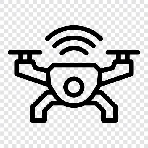 Quadcopter, unbemanntes Luftfahrzeug, Antenne, Luftaufnahmen symbol