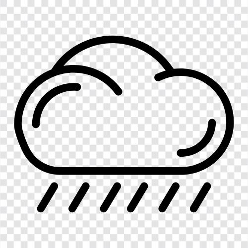 yağmur bulutu, yağmur damlaları, yağmur yayları, cumulus bulutları ikon svg