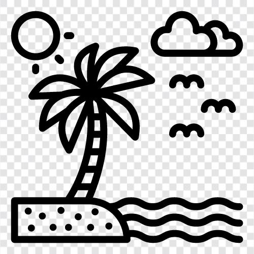 Sand, Sonne, Schwimmen, Meer symbol