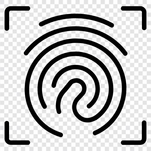 Fingerabdrücke scannen, Fingerabdruckerkennung, biometrisches Scannen, Fingerabdruckscan symbol