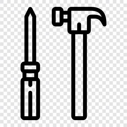 screwdriver vs hammer, screwdriver vs, screwdriver and hammer icon svg