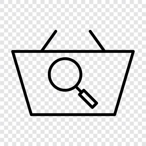 Search Engine Optimization, SEO, Online Marketing, Search Basket icon svg