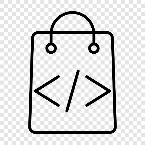 shopping bag for code, code shopping bag, software shopping bag, software shopping icon svg