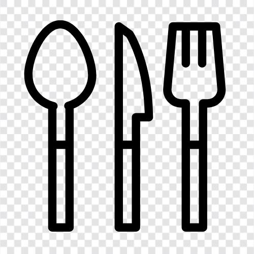 gümüş, flatware, hizmet ware, tableware ikon svg