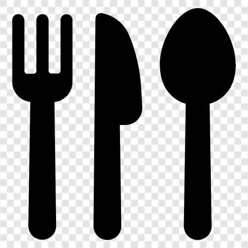 gümüş, çatal, spoons, cutlery ikon svg