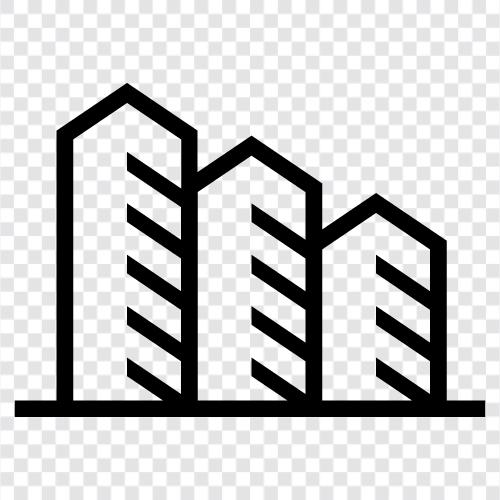 skyscrapers, architecture, design, construction icon svg