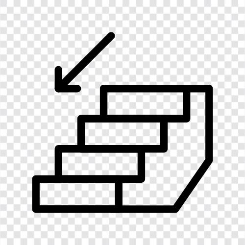 Treppe, nach unten, Schritt, Landung symbol