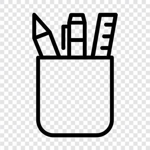 stationery supplies, stationary, office supplies, school supplies icon svg