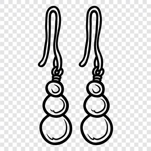 sterling silver earrings, hoop earrings, stud earrings, clip ear icon svg