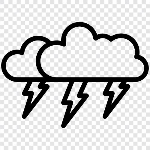 Sturm, Regen, Blitz, schwer symbol