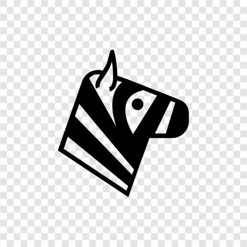 striped, black and white, animal, African icon svg