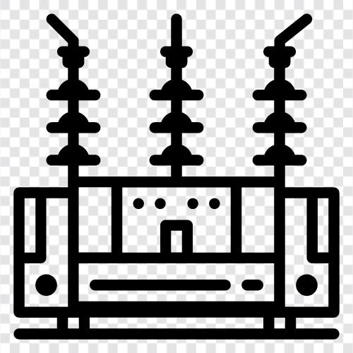 Umspannwerk, Transformator, Leistung, elektrisch symbol