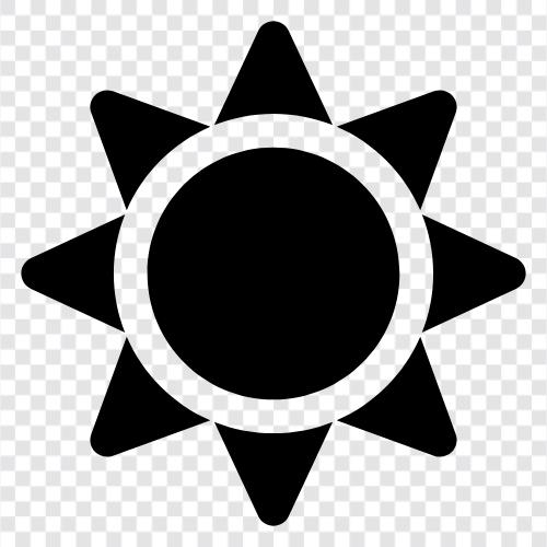 Sonnenbaden, Sonnenblock, Sonnenbrand, Sonnenkleid symbol