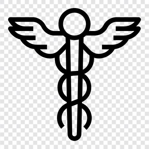 symbol of medicine, herald of the gods, winged staff, symbol of icon svg