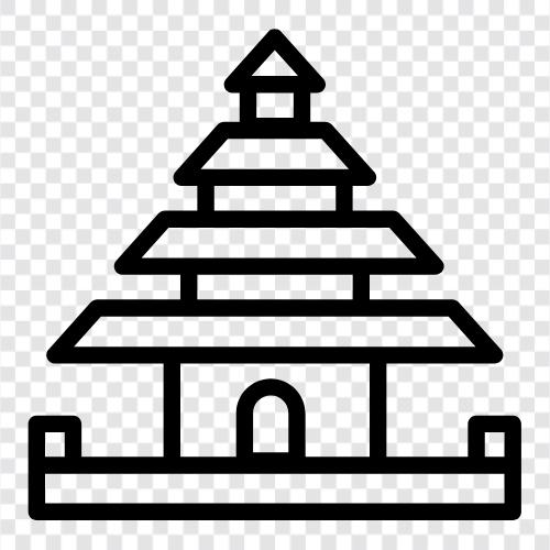 temple architecture, temple grounds, temple interior, temple services icon svg