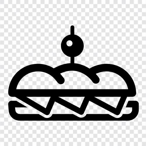 geröstetes Sandwich, SchinkenSandwich, TruthahnSandwich, KäseSandwich symbol